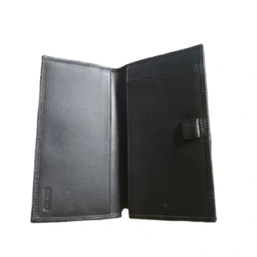 Coach Signature Long Continental checkbook Wallet in Black & Gray
